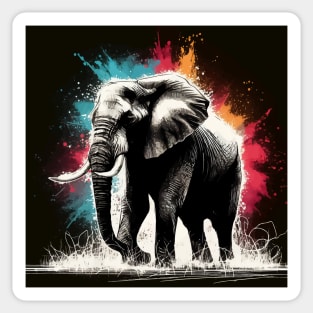 Monochromatic Black And White Elephant Sticker